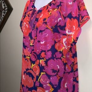 Liz Claiborne polyester SS top pink flowered XL